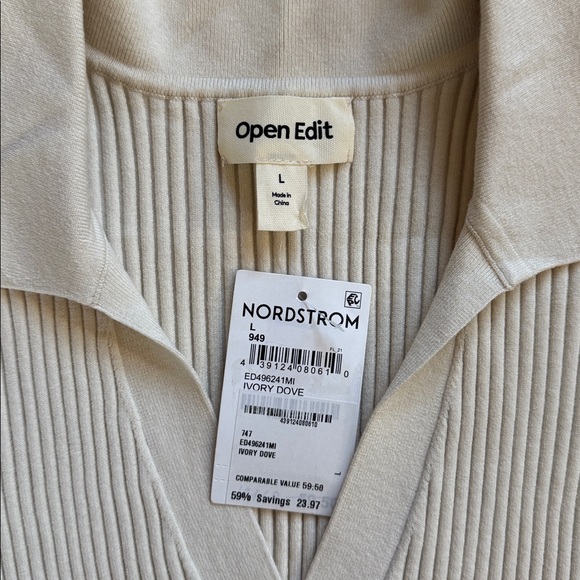 Nordstrom Ivory Ribbed Sweater - Picture 3 of 7